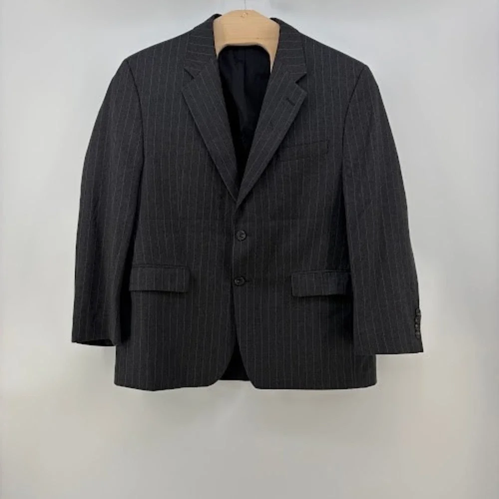 Lauren Ralph Lauren Blazer Mens 48R Grey Pinstripe Wool Made Canada sport Coat